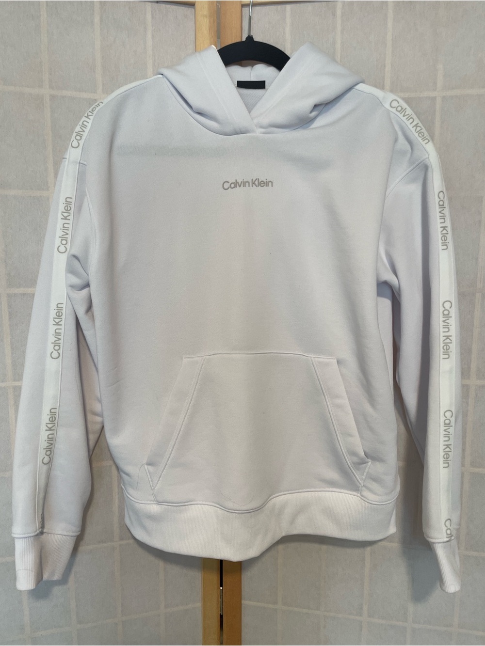 Calvin Klein White Logo Tape Hoodie